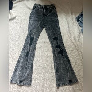 Forever 21 Gray Corduroy Flare Wide Leg Jeans